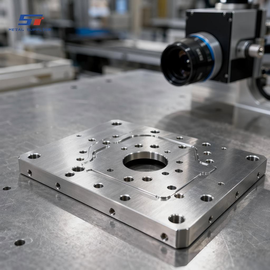 Usinage de précision de plaques de montage en acier inoxydable pour systèmes d'inspection par vision robotisée